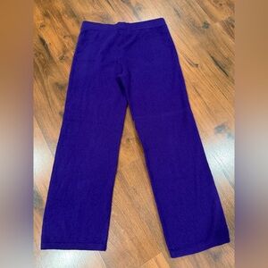 Neiman Marcus women's 100% cashmere pull-on wide leg pants Sz Large Purple